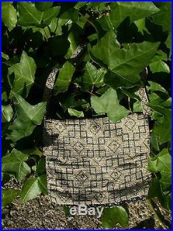 Ancien petit sac aumonière en fines perles métal et strass ART DECO beaded bag