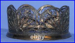 Ancien porte bol en filigrane art déco russe plaqué argent