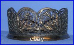 Ancien porte bol en filigrane art déco russe plaqué argent