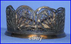 Ancien porte bol en filigrane art déco russe plaqué argent