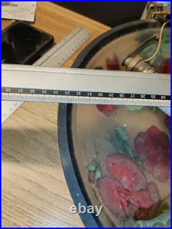 Ancienne Art Déco Lustre suspention Pate De Verre Décor Florale Laiton A Saisir