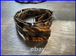 Ancienne Ceinture Art Deco En Ecaille De Tortue Veritable Et Bronze