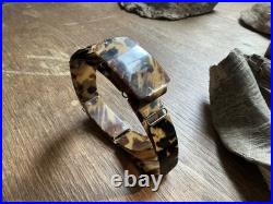Ancienne Ceinture Art Deco En Ecaille De Tortue Veritable Et Bronze