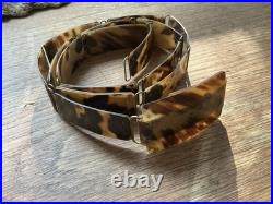 Ancienne Ceinture Art Deco En Ecaille De Tortue Veritable Et Bronze