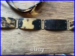Ancienne Ceinture Art Deco En Ecaille De Tortue Veritable Et Bronze