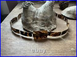 Ancienne Ceinture Art Deco En Ecaille De Tortue Veritable Et Bronze