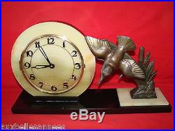 Ancienne Pendule Art Deco Marbre Mécanisme Bayard 7 Rubis / Horloge Old Clock