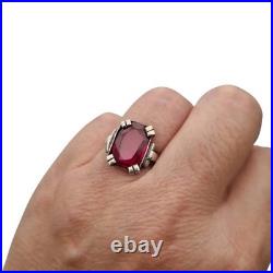 Ancienne bague Art déco en argent avec cristal rubis pour femmes, vers 1930 Ancienne bague Art déco en argent avec cristal rubis pour femmes, vers 1930