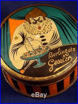 Ancienne boîte publicitaire clown ART DECO Pierrot Bonbons Berlingots Gessler 20