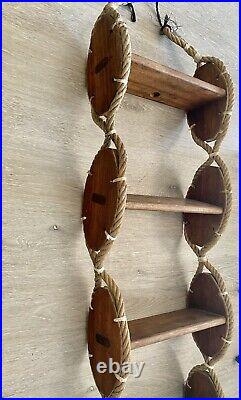 Ancienne echelle coupée escalier bateau teck art deco etagere audoux minet