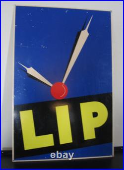 Ancienne plaque émaillée LIP Montre Horlogerie Art Déco 45 x 30 cm