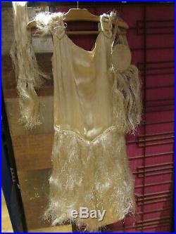 Ancienne robe de soiree en soie et paille de soie epoque 1920 art deco