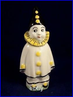 Ancienne salière porcelaine Limoges Irma Degnef Art Déco Pierrot clown cirque 20