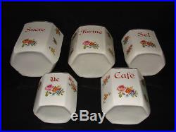 Ancienne série de pots à épices en céramique art deco Faience porcelaine