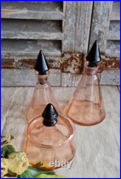 Anciens Flacons Parfum Salle De Bain En Verre Rose Art Deco