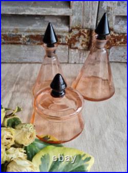 Anciens Flacons Parfum Salle De Bain En Verre Rose Art Deco