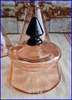 Anciens Flacons Parfum Salle De Bain En Verre Rose Art Deco