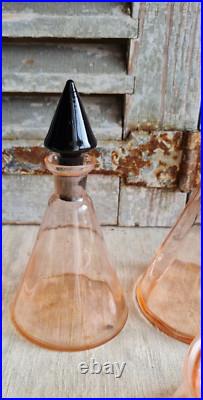Anciens Flacons Parfum Salle De Bain En Verre Rose Art Deco