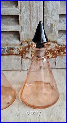 Anciens Flacons Parfum Salle De Bain En Verre Rose Art Deco