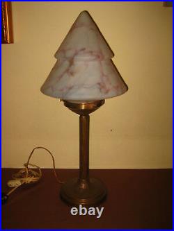 Antique Art Deco Cameo art glass paste pate de verre Bureau Table Lampe 1930 S