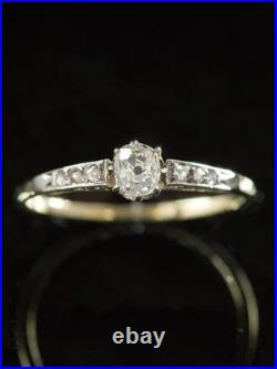Antique Art Déco Diamant 10K or Jaune Sur Solitaire Bague de Fiançailles Sz 5-12