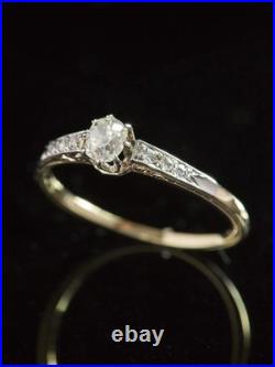 Antique Art Déco Diamant 10K or Jaune Sur Solitaire Bague de Fiançailles Sz 5-12