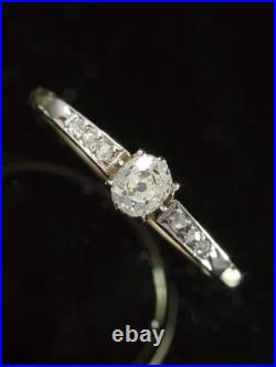 Antique Art Déco Diamant 10K or Jaune Sur Solitaire Bague de Fiançailles Sz 5-12