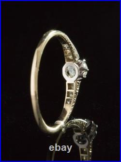 Antique Art Déco Diamant 10K or Jaune Sur Solitaire Bague de Fiançailles Sz 5-12