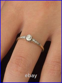Antique Art Déco Diamant 10K or Jaune Sur Solitaire Bague de Fiançailles Sz 5-12