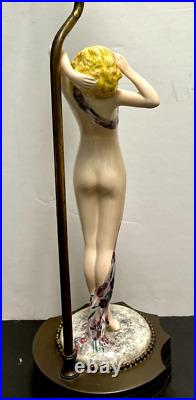 Antique Art Déco Goldscheider Porcelaine Lady Dancer Figurine Lampe Allemagne