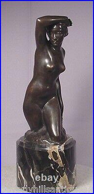 Antique Art Déco Nu Bronze Lady Julcame-Reg