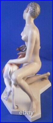 Antique Augarten Porcelaine Africain Lady Figurine Porzellan Figur Art Déco