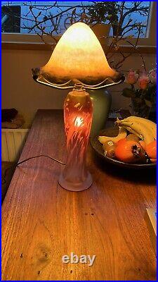 Antique Français Art Déco 1920's Champignon Lampe Pate de Verre