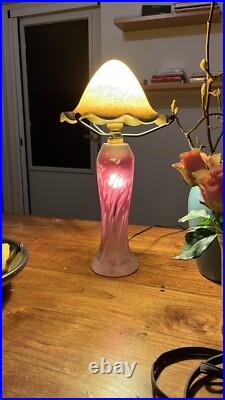Antique Français Art Déco 1920's Champignon Lampe Pate de Verre Antique Français Art Déco 1920's Champignon Lampe Pate de Verre