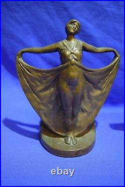Antique art déco dancing Lady Bronze Statue Sculpture Serre-livres