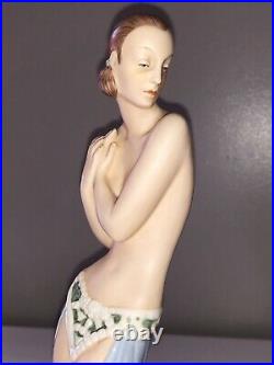 Antique bisque PORCELAINE ART DECO ROYAL DUX Lady Femme Paon DANSEUSE FIGURINE
