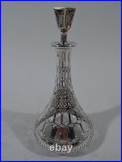 Antique decanter-Art déco moderne Barware American GLASS & SILVER OVERLAY