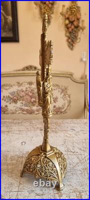 Antique french spelter metal art deco crucifix calvary for evangelist