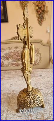 Antique french spelter metal art deco crucifix calvary for evangelist