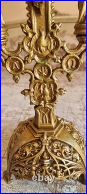 Antique french spelter metal art deco crucifix calvary for evangelist