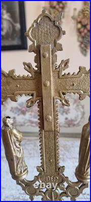 Antique french spelter metal art deco crucifix calvary for evangelist