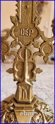 Antique french spelter metal art deco crucifix calvary for evangelist