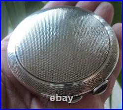 Art Déco Argent Sterling & Déteint Bleu À Blanc Émail Sunburst Compact H/M 1941