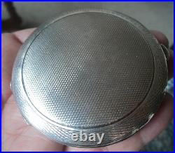 Art Déco Argent Sterling & Déteint Bleu À Blanc Émail Sunburst Compact H/M 1941 Art Déco Argent Sterling & Déteint Bleu À Blanc Émail Sunburst Compact H/M 1941