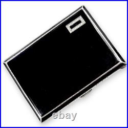 Art Déco Argent Sterling & Noir Émail Cigarette Étui Goldsmiths & Silversmiths