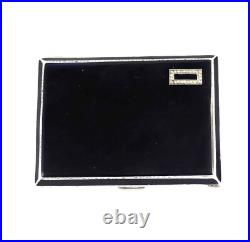 Art Déco Argent Sterling & Noir Émail Cigarette Étui Goldsmiths & Silversmiths