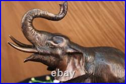 Art Déco Artisanal de Collection Massive Éléphant Bronze Sculpture Marbre Statue