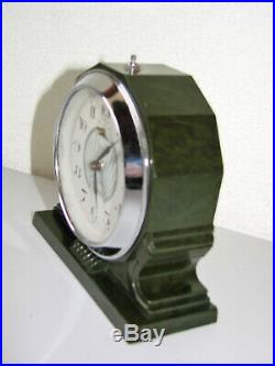 Art Deco Bakelite green Alarm Clock BLANGY France Réveil