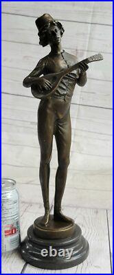 Art Déco Banjo Lecteur Par D. Boyce Bronze Sculpture Statue Cadeau de Collection