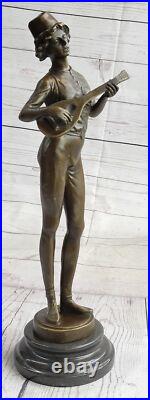 Art Déco Banjo Lecteur Par D. Boyce Bronze Sculpture Statue Cadeau de Collection